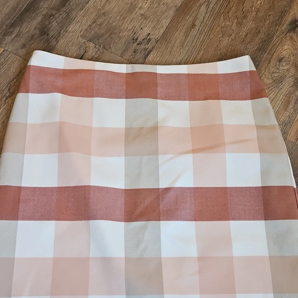 👗Ann Taylor Plaid Pencil Skirt - Pink and Cream